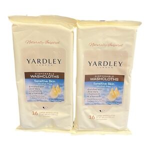 2 Yardley London Large Disposable Fragrance Free Washcloths Aloe Chamomile Vit E